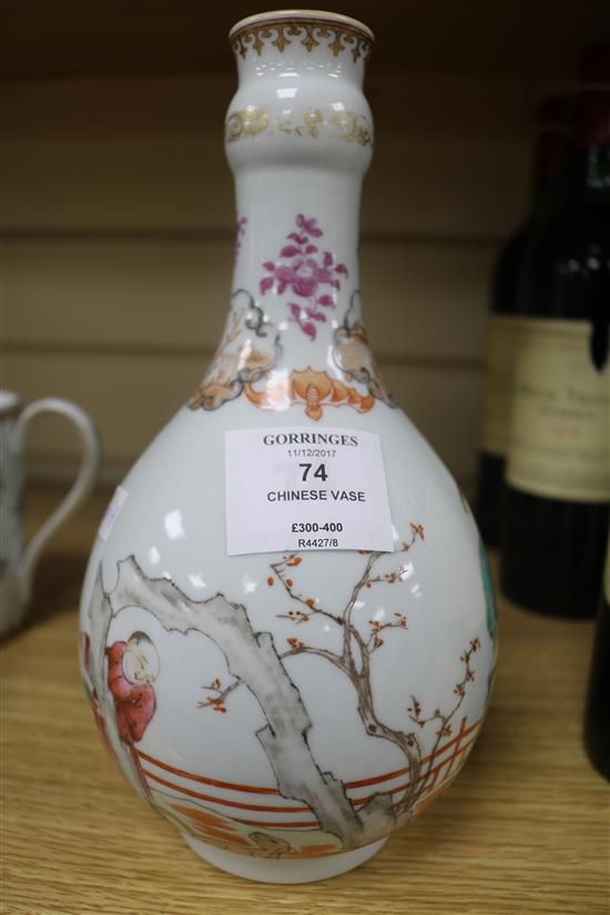 A Chinese famille rose bottle vase, guglet, Jiaqing, H.23.5cm